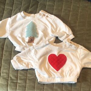 Baby NB White Sweatshirts Set with Tree and Heart Designs